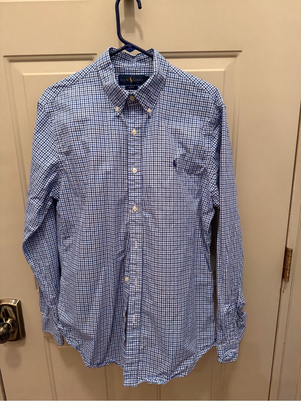 Ralph Lauren Blue & White Gingham Button-Down Shirt